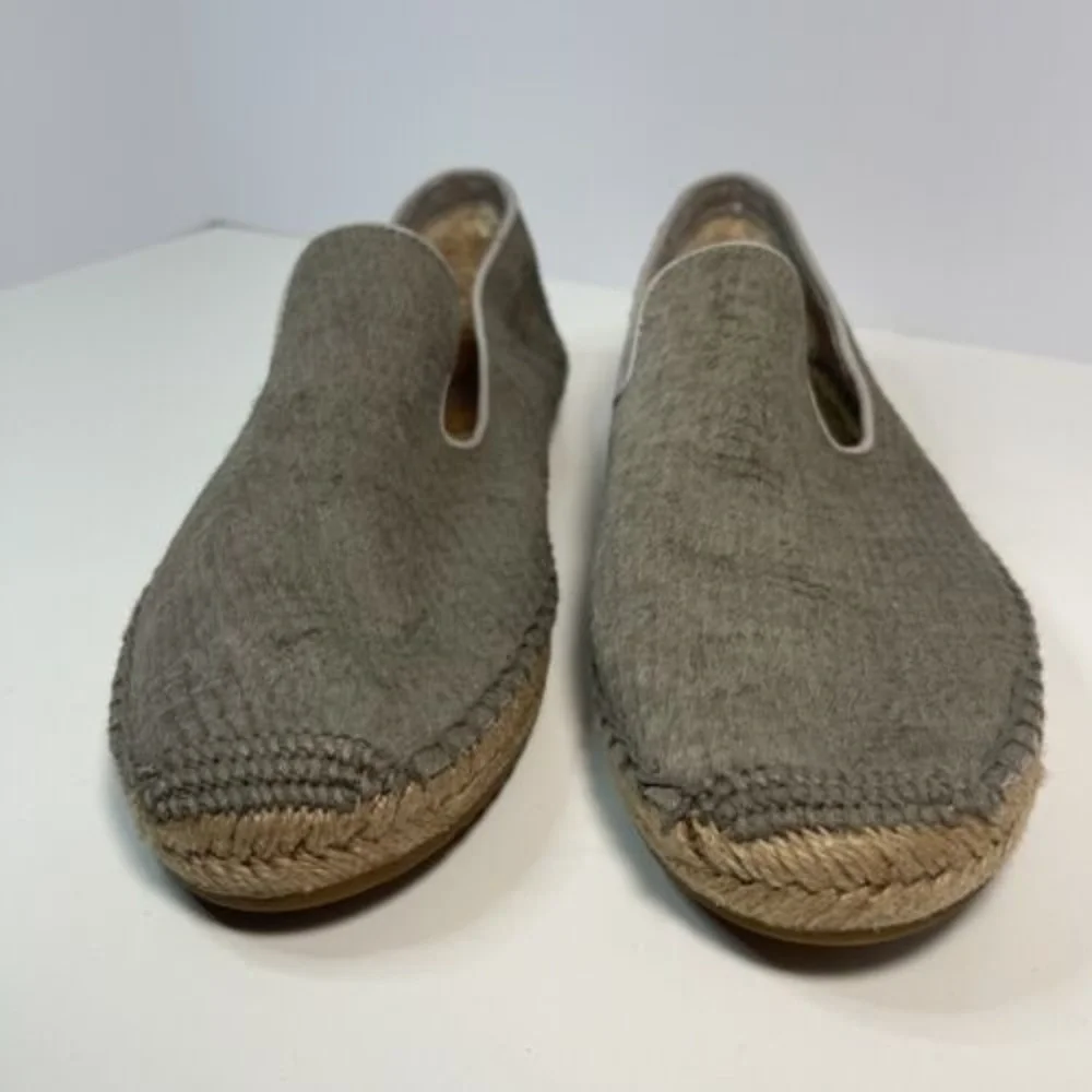 UGG Gray Leather‎ Espadrille Flats Womens Size 7 Calf Hair Beige Slip-On 1007150